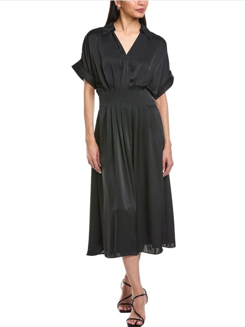 Ramy Brook Kayleigh Satin Midi Dress - Black